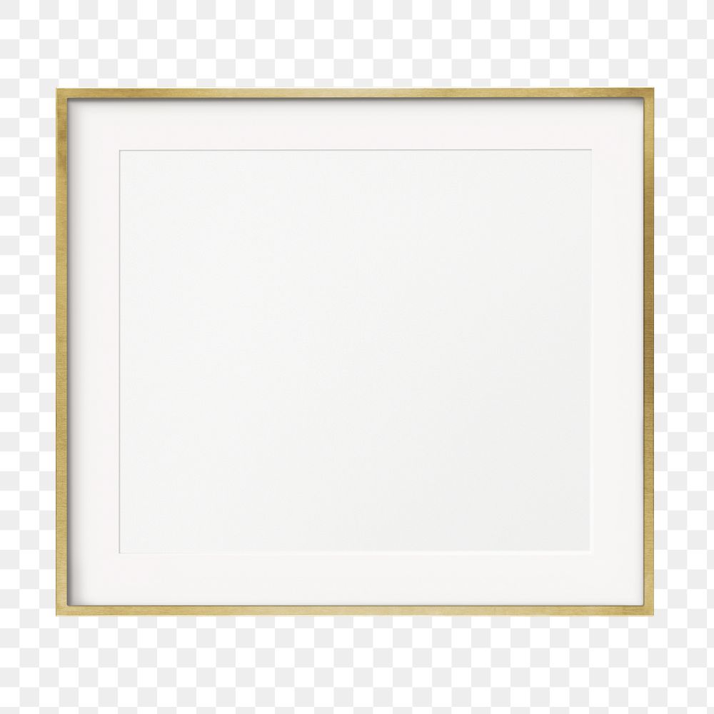 Png gold square frame sticker, transparent background