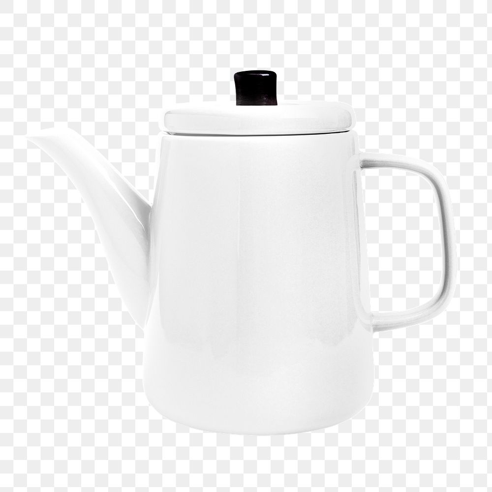 White tea pot png sticker, transparent background