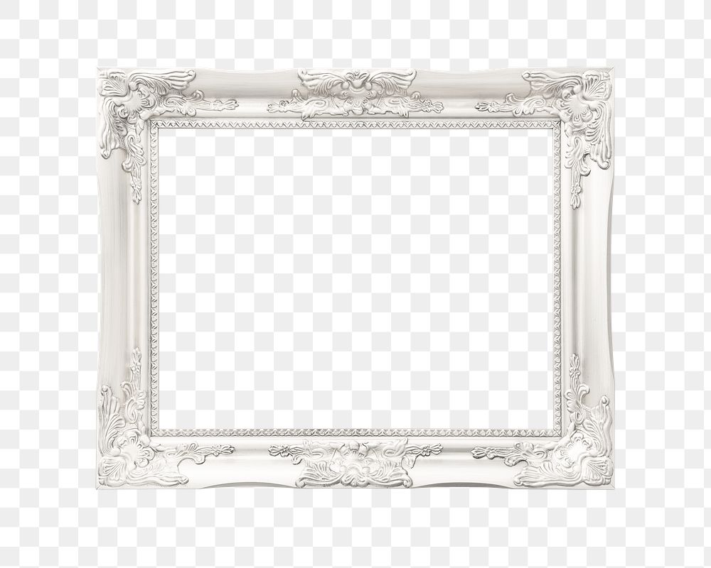 Vintage white frame  png sticker, transparent background