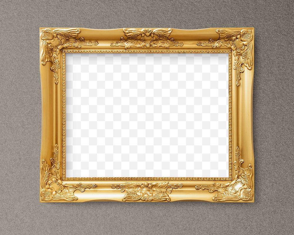 Gold premium frame  png mockup, transparent design