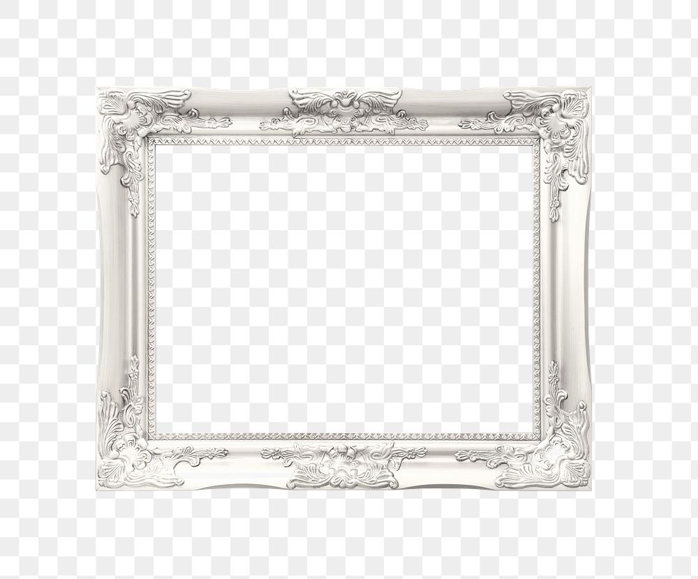 Luxurious baroque frame  png sticker, transparent background