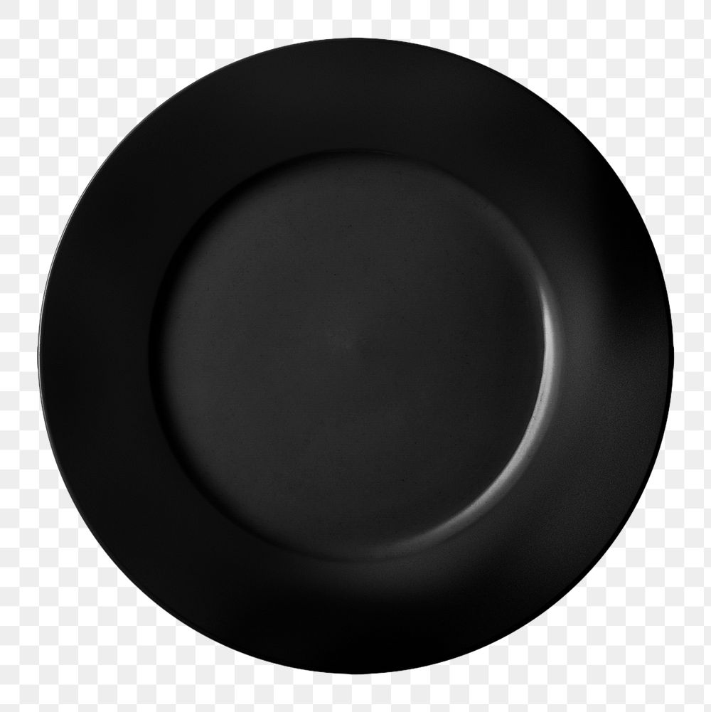 Black dinner plate png sticker, transparent background