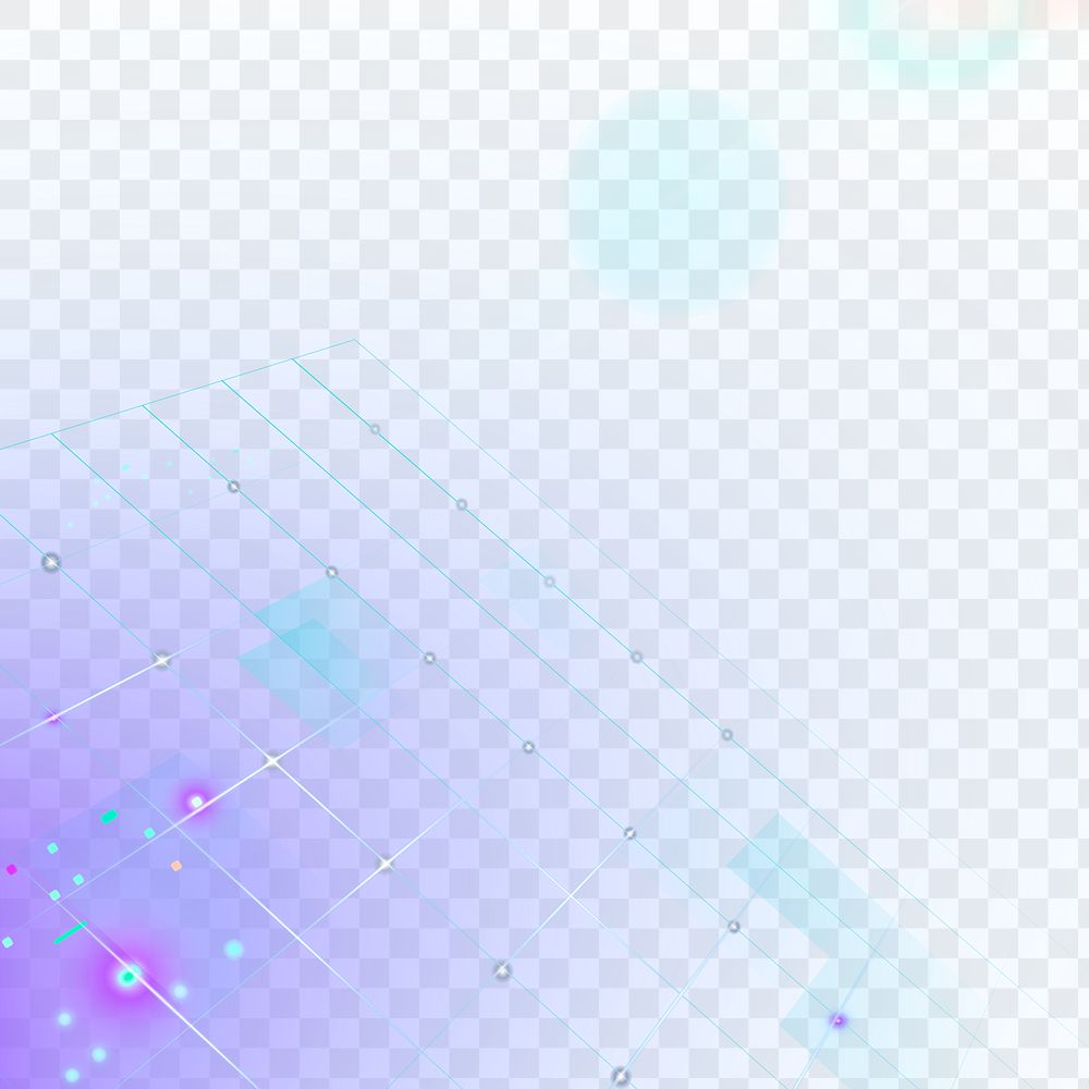 Technology border png with grid pattern and flare