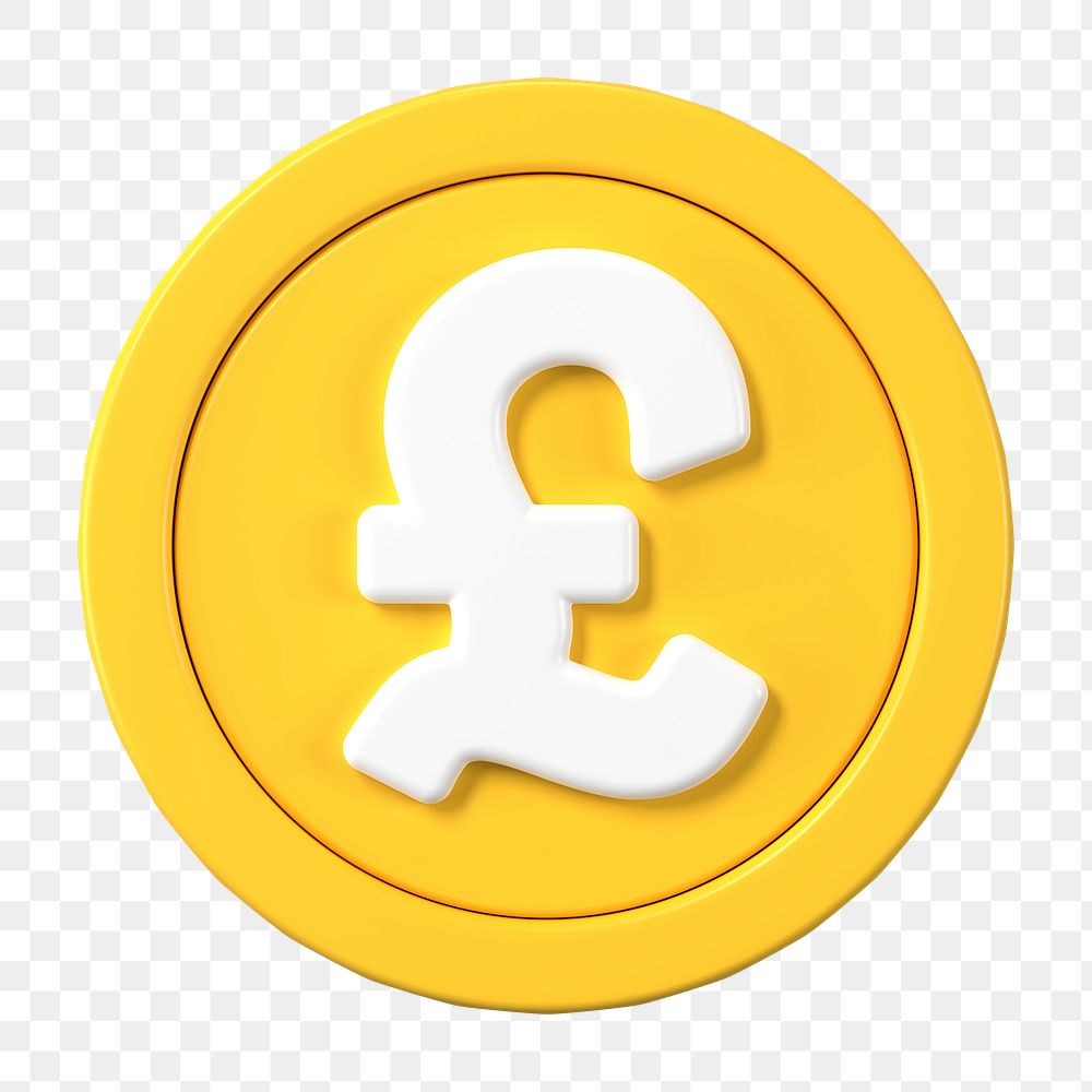 Pound coin png, 3D sticker, British currency exchange on transparent background