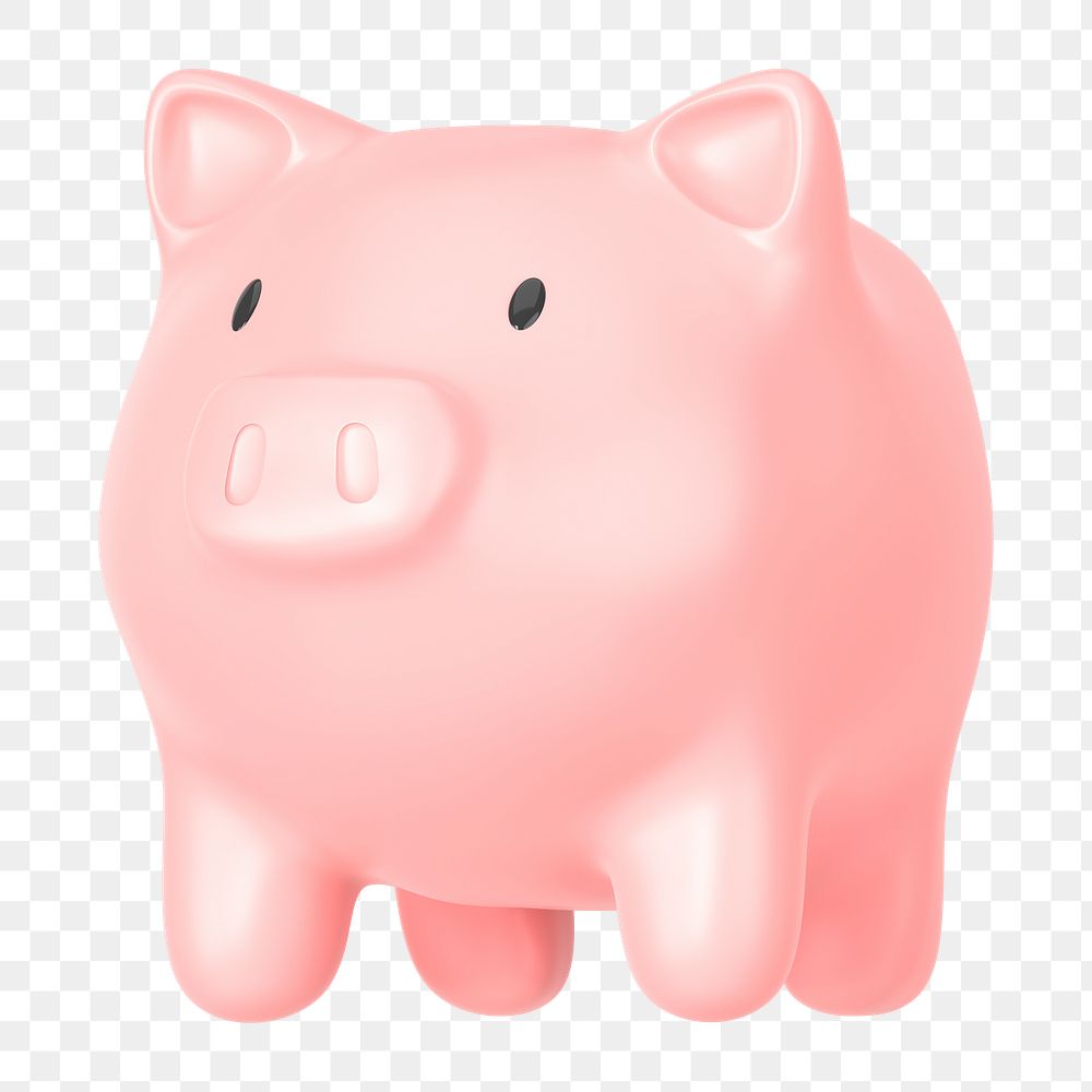 Piggy bank png 3D clipart, savings & finance graphic on transparent background