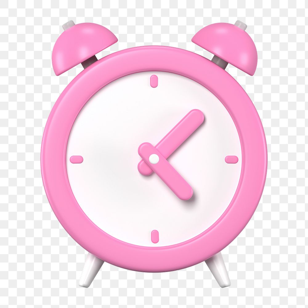 Pink alarm clock png element, 3d clipart, business graphic on transparent background