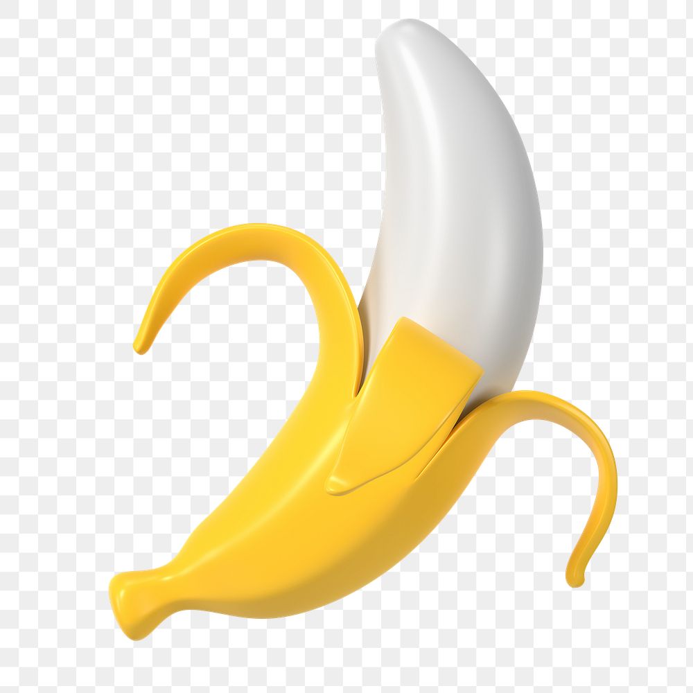 Banana sticker png, 3d food clipart on transparent background