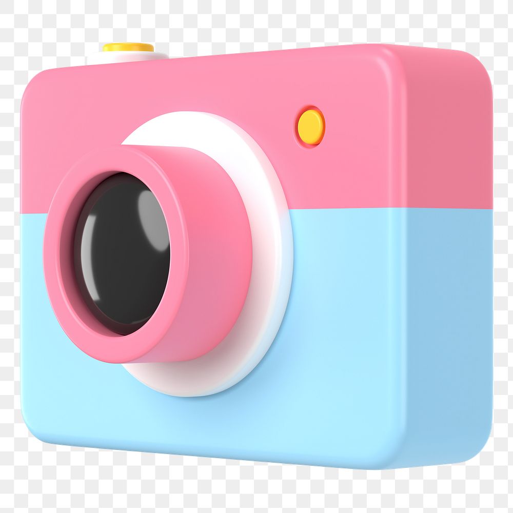 3D camera png sticker, social media app icon on transparent background