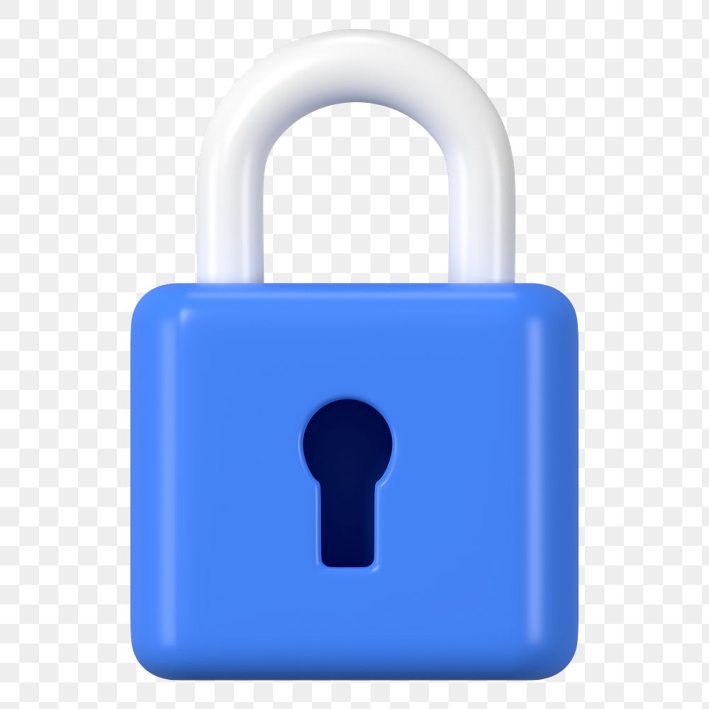 3D lock png clipart, data security graphic on transparent background