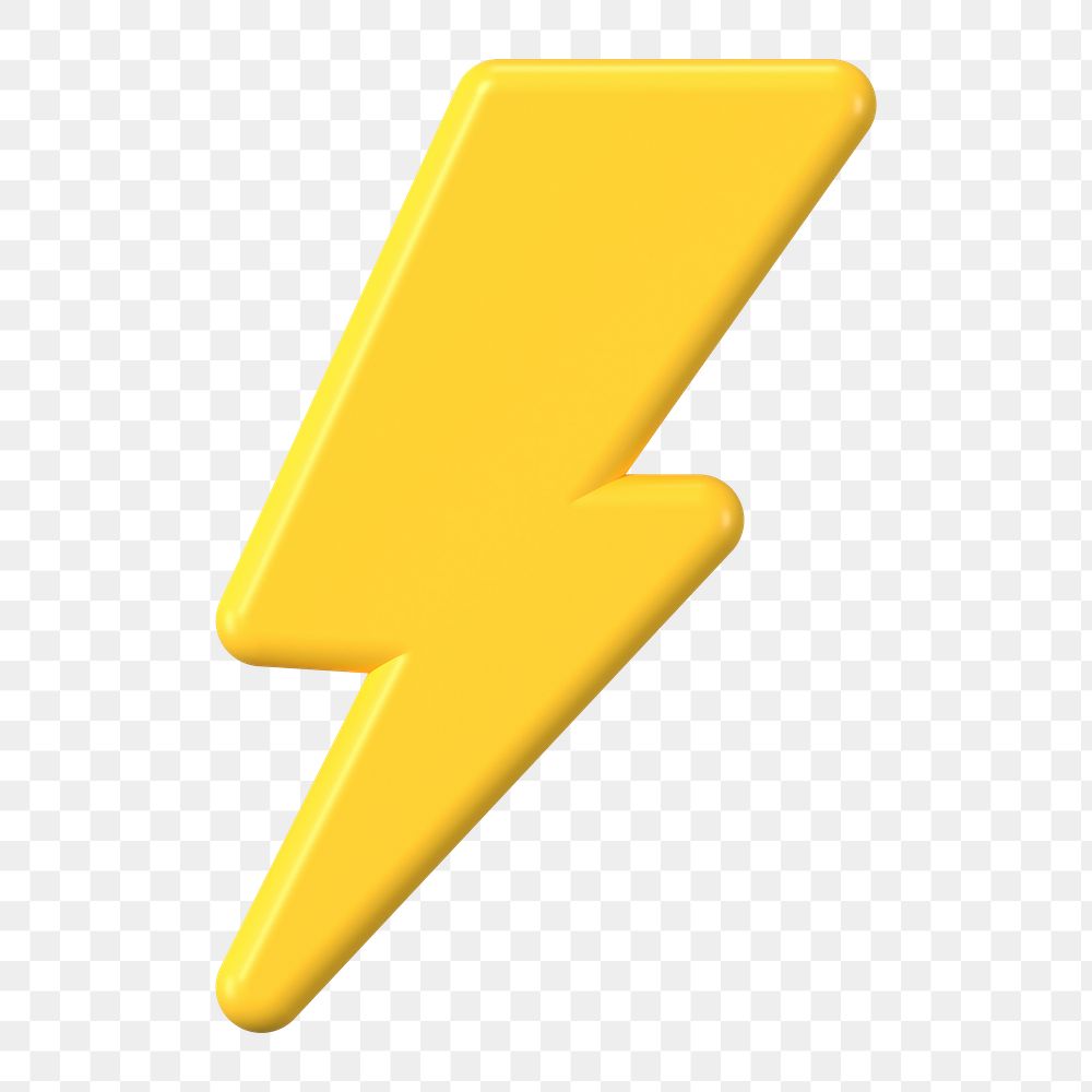 3D thunderbolt png sticker, flash sale symbol on transparent background