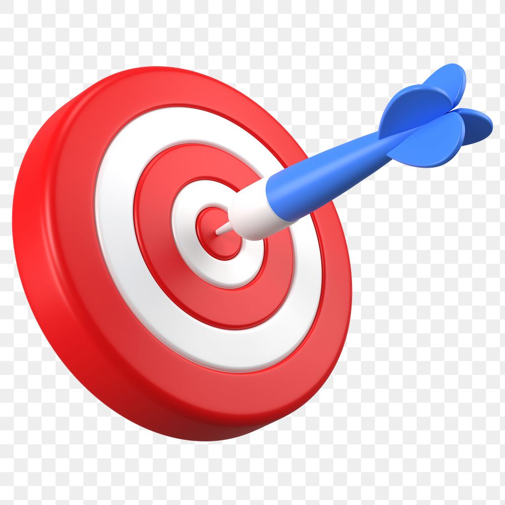 3D bullseye png sticker, business accomplishment graphic on transparent background