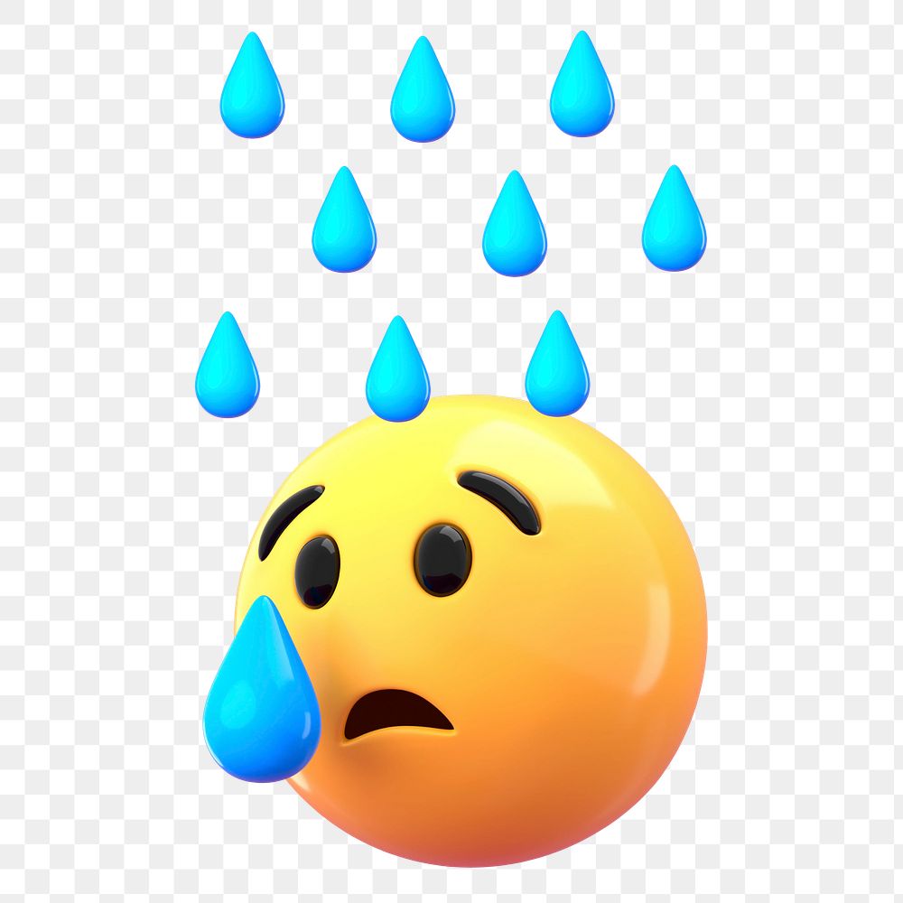 3D cry emoticon png social media sticker, transparent background