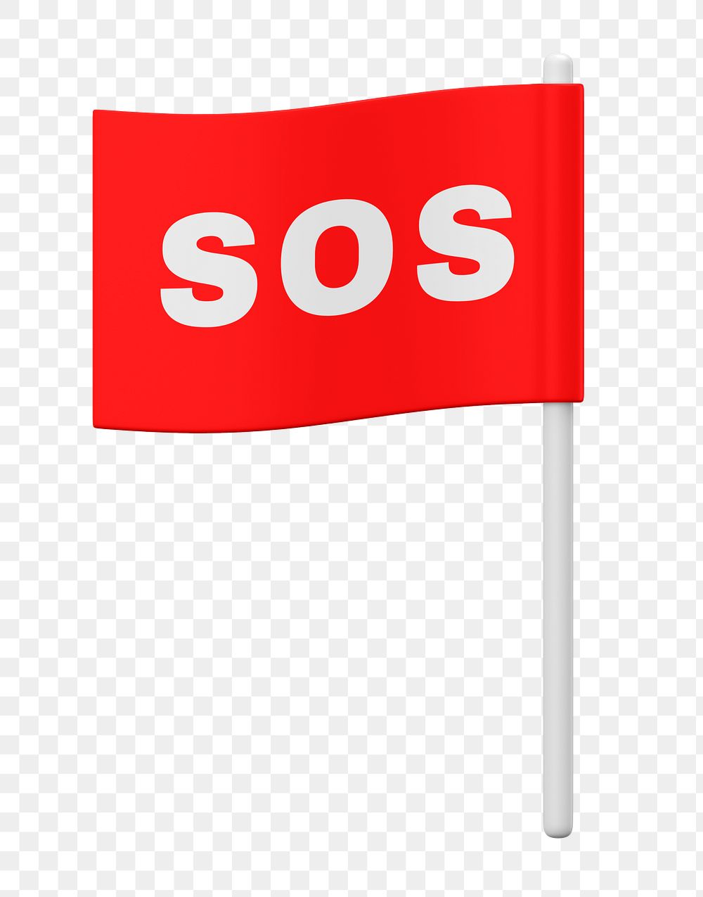 SOS flag 3D png sticker, transparent background