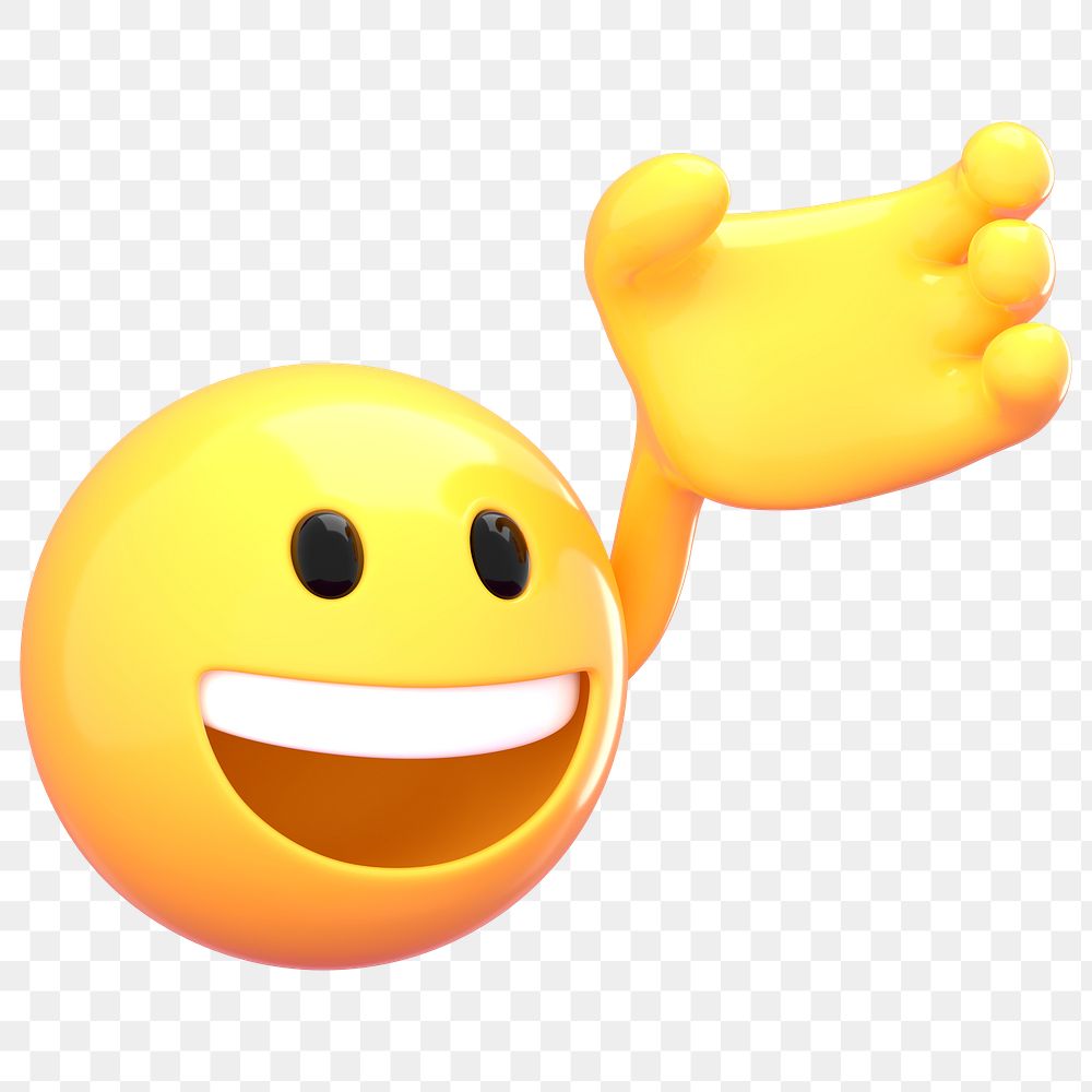 Png emoji with hand sticker, 3D rendering transparent background