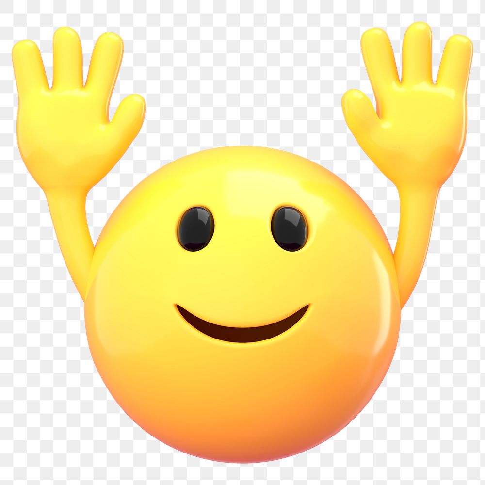 Emoji  png raising hand sticker, 3D rendering transparent background