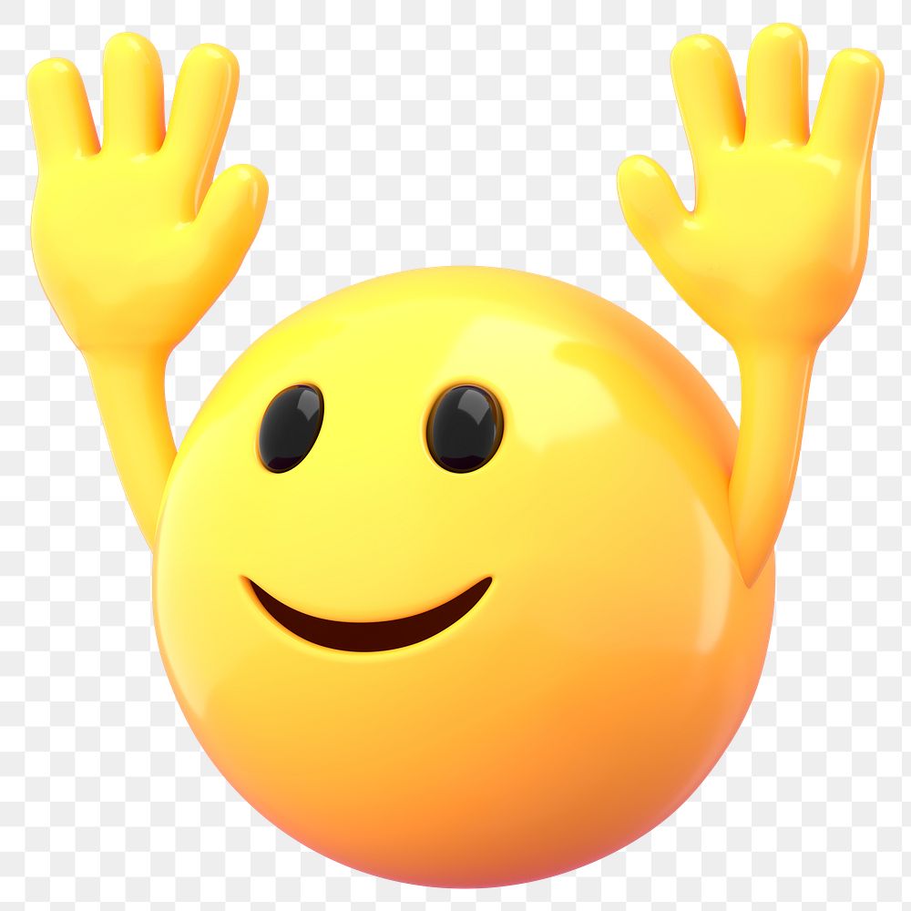 Png emoji raising hand sticker, 3D rendering transparent background