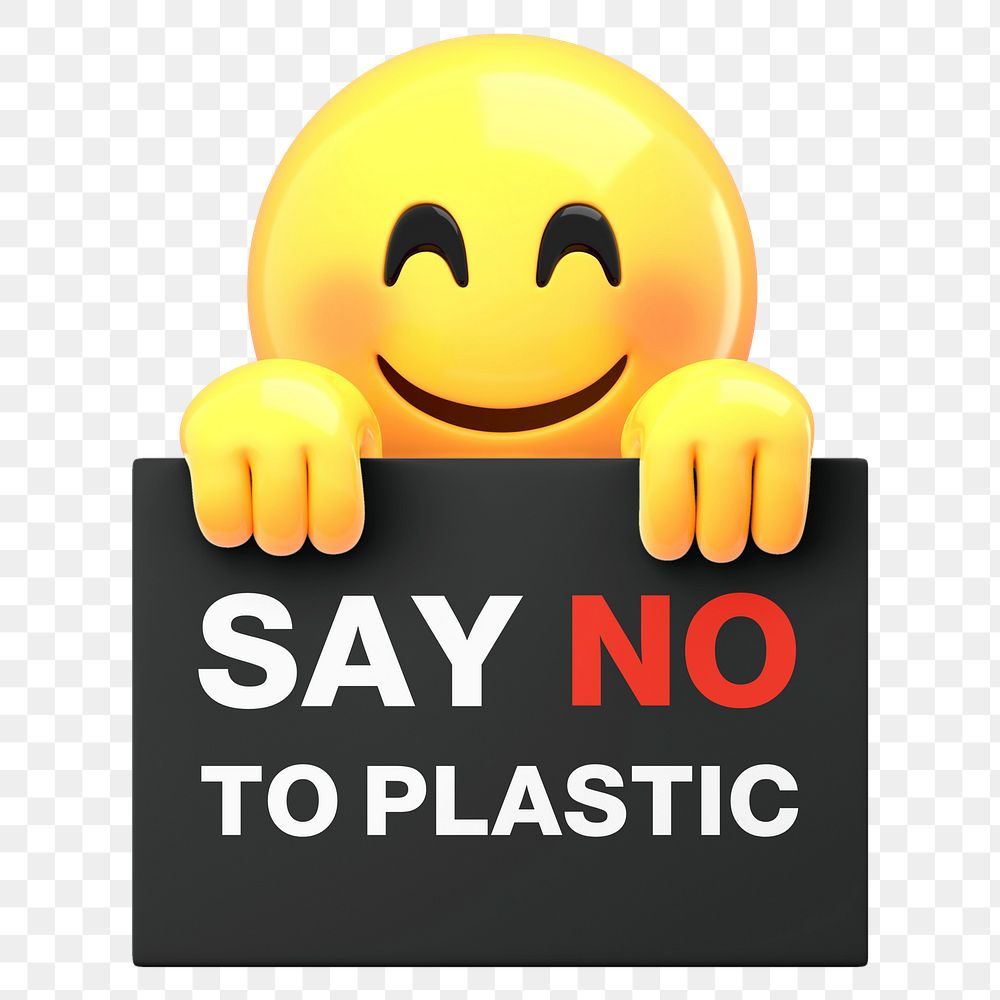 Png no plastic sign sticker,  3D emoji, transparent background