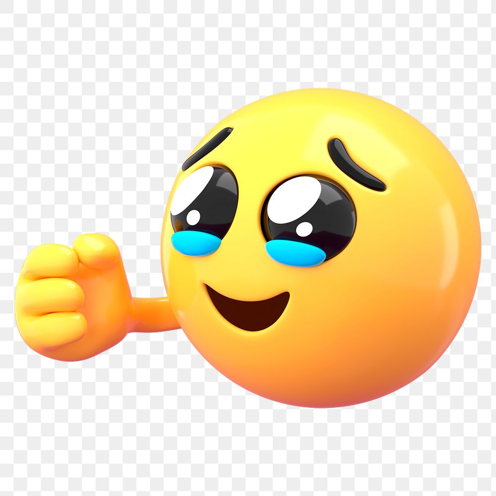 Teary emoji png sticker, 3D rendering transparent background