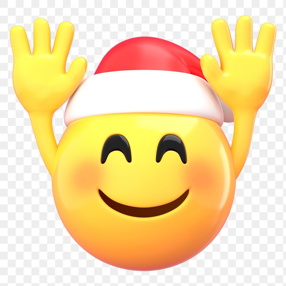 Emoji Santa png Christmas sticker, transparent background