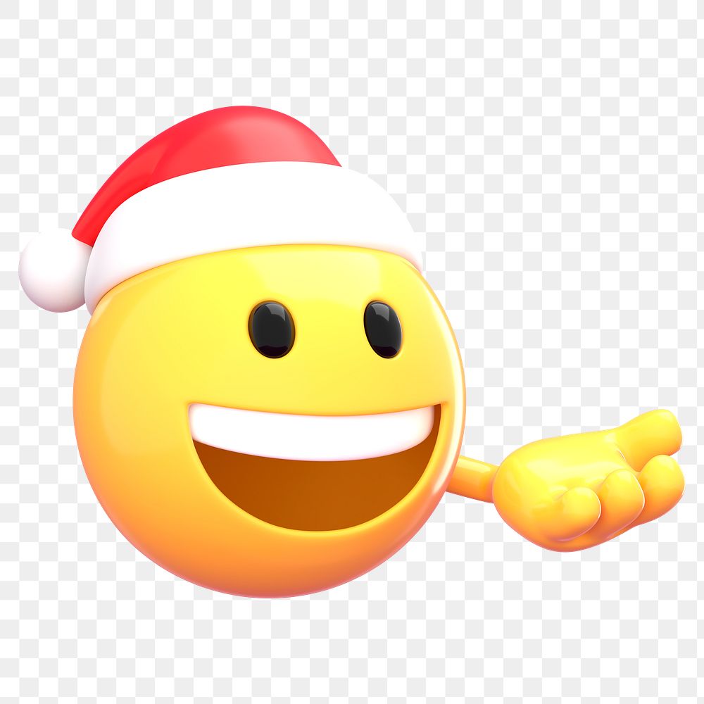 Santa emoticon png Christmas sticker, transparent background