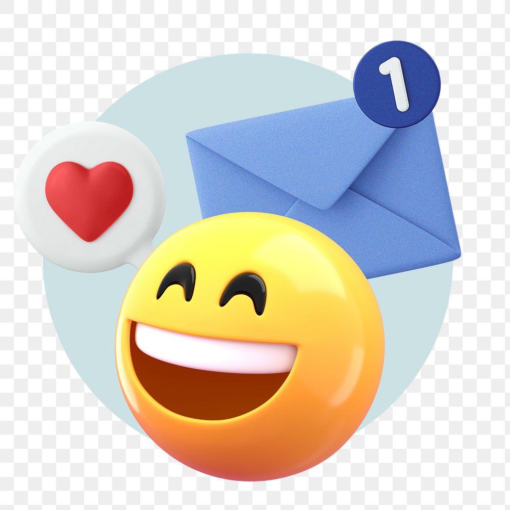 Notification 3D png emoticon sticker, transparent background