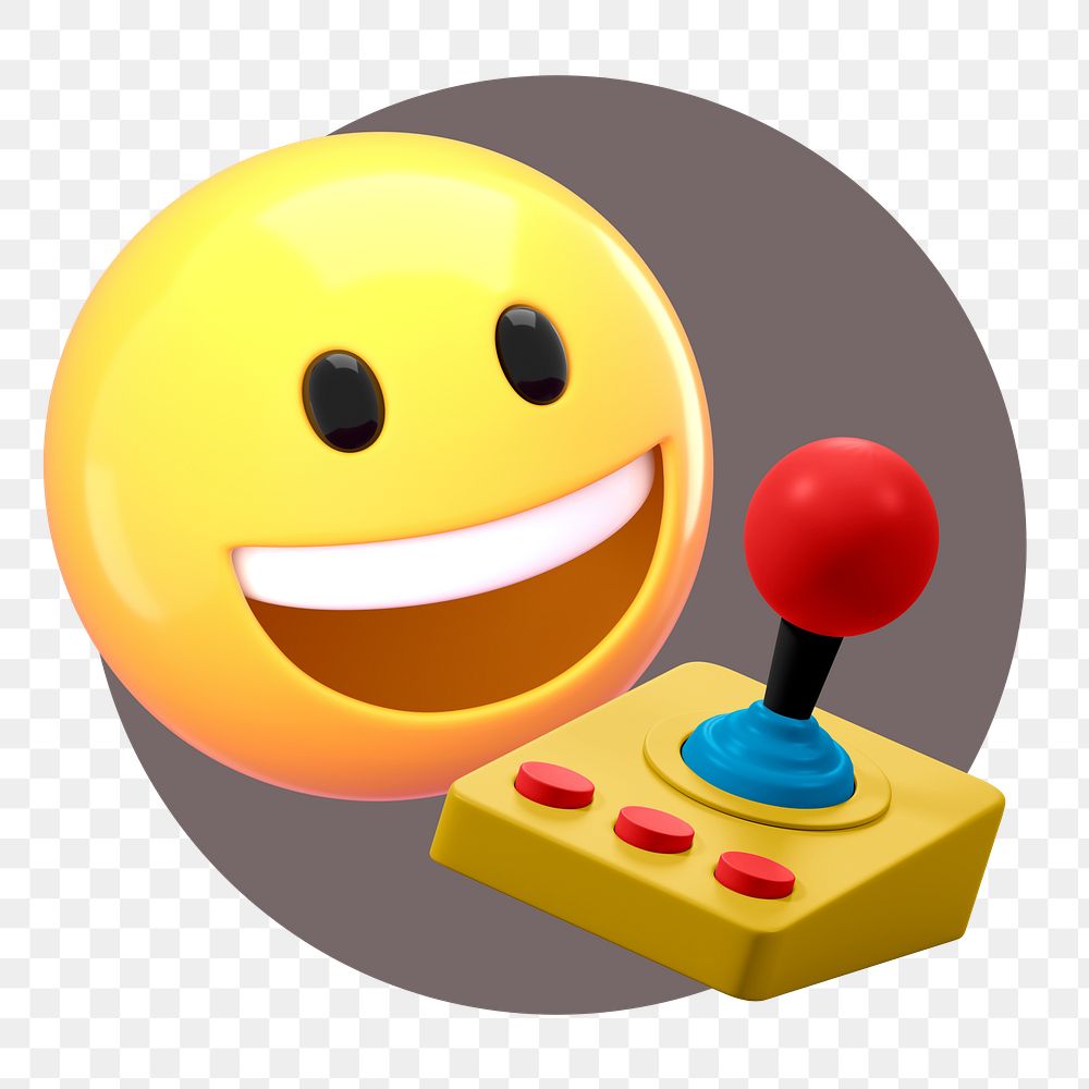 3D emoticon png playing game sticker, transparent background