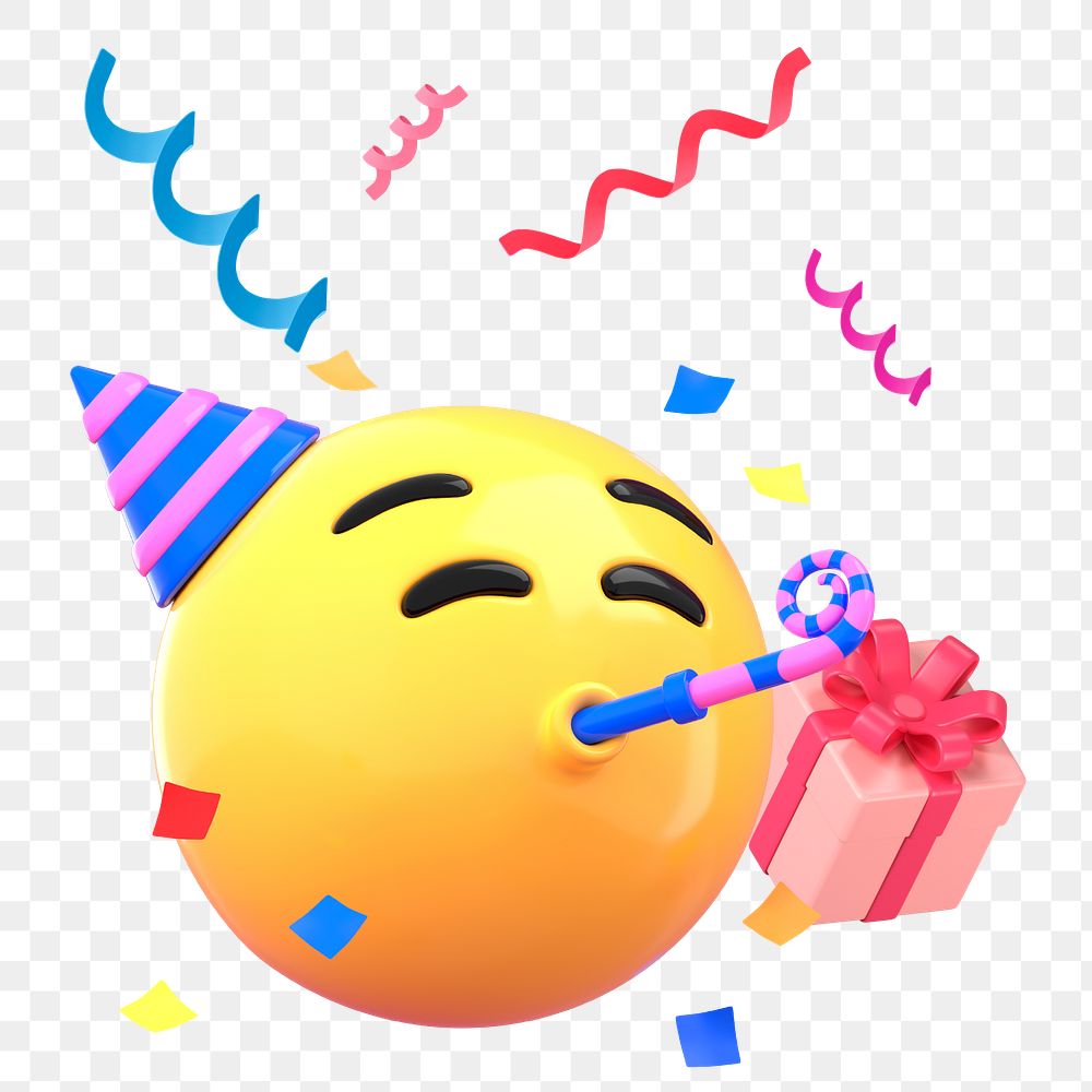 Birthday emoticon 3D png emoticon sticker, transparent background