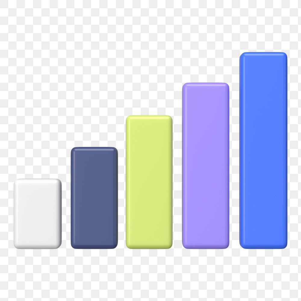 Colorful bar graph png 3D rendered sticker, transparent background