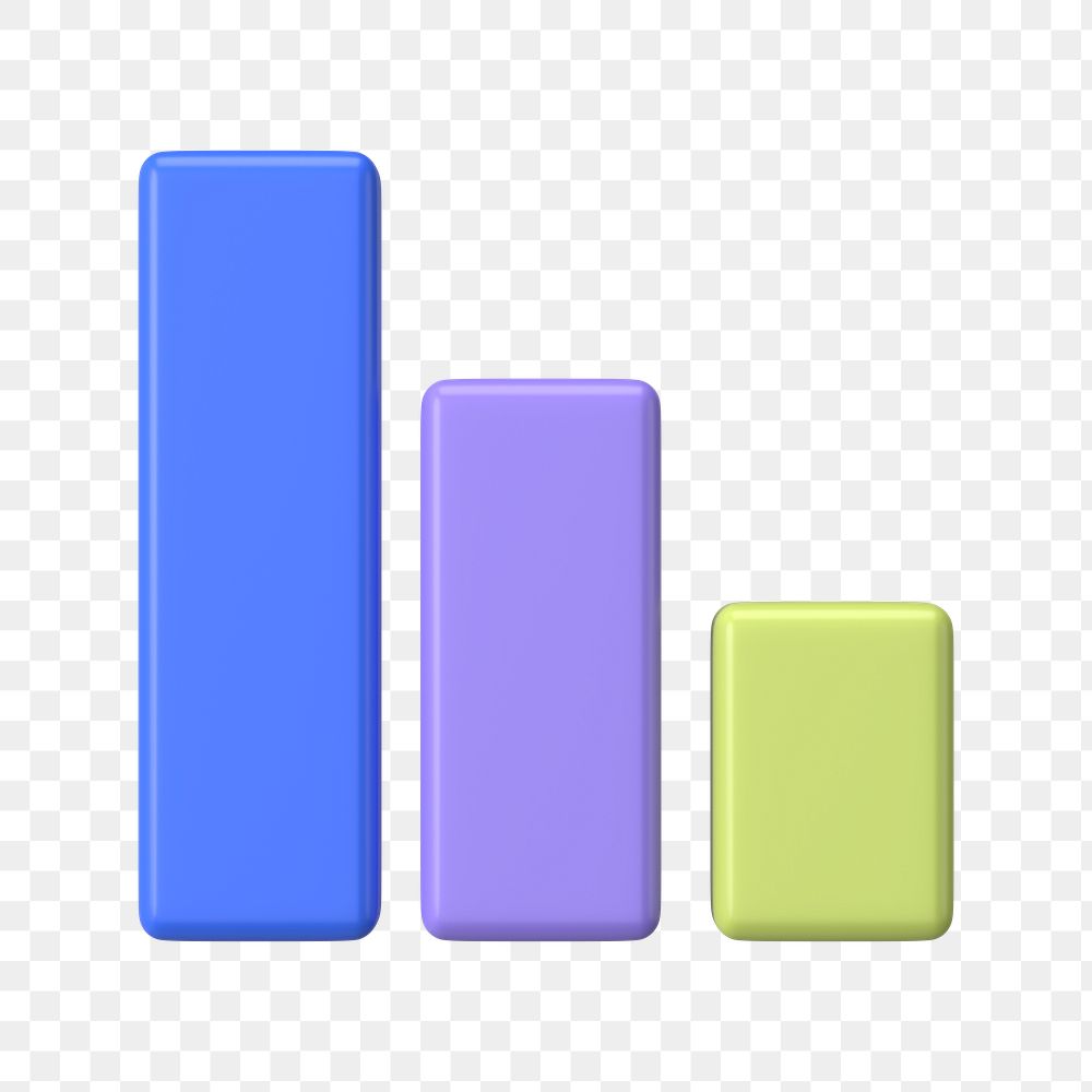 Colorful bar graph png 3D rendered sticker, transparent background