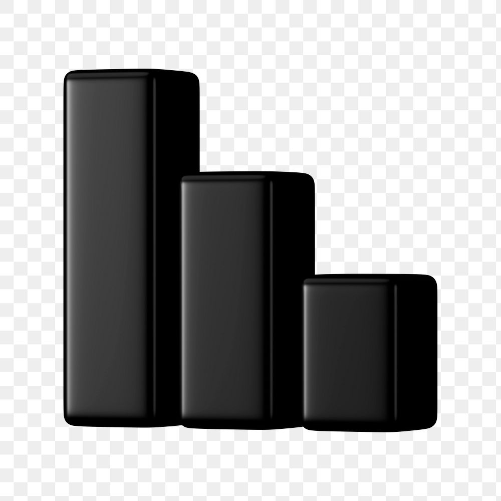 Monochrome bar graph png 3D rendered sticker, transparent background