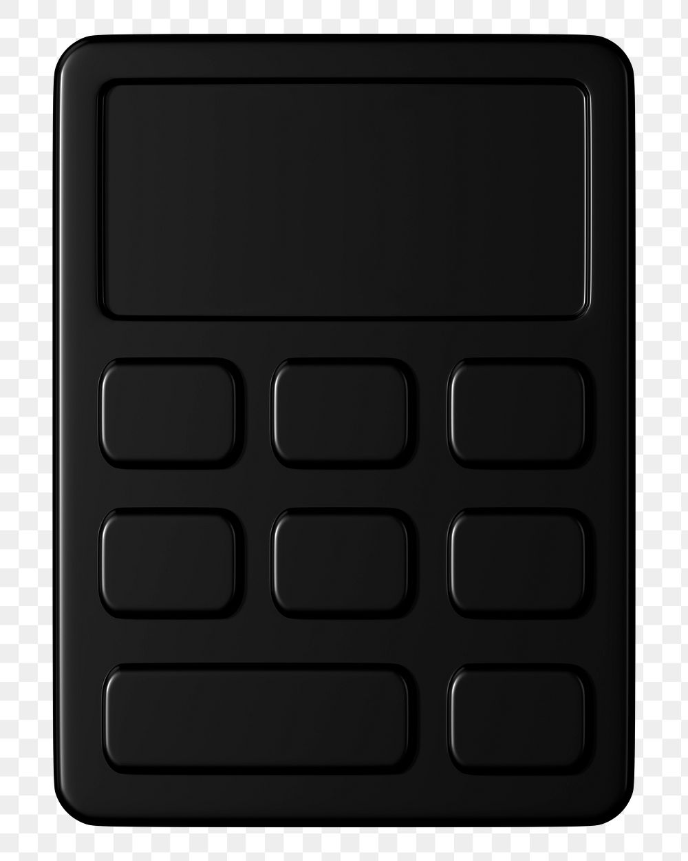 Black monochrome calculator png 3D business icon sticker, transparent background