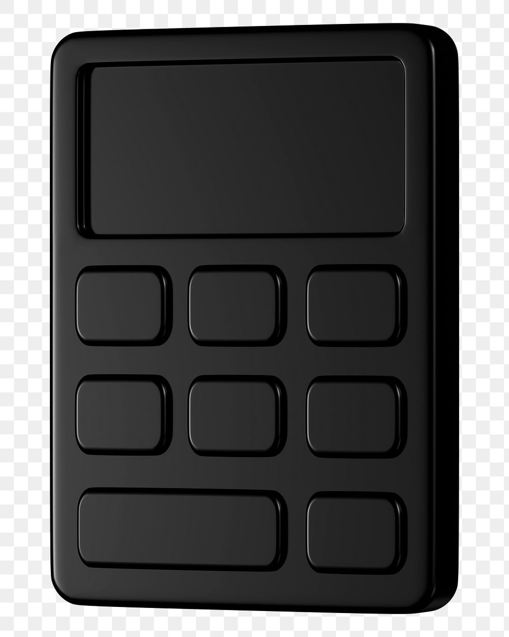 Black monochrome calculator png 3D business icon sticker, transparent background