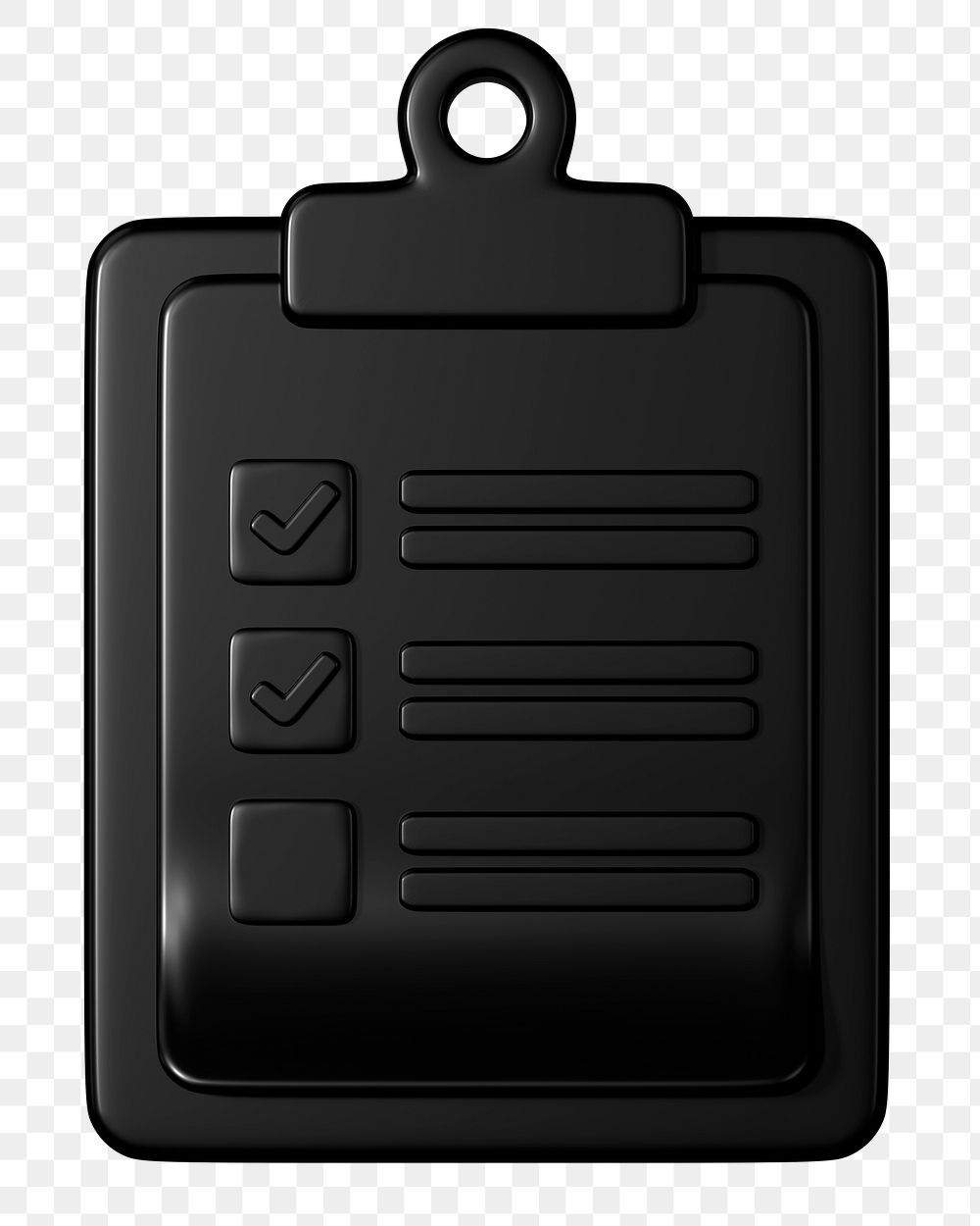 Black checklist clipboard png 3D business icon sticker, transparent background