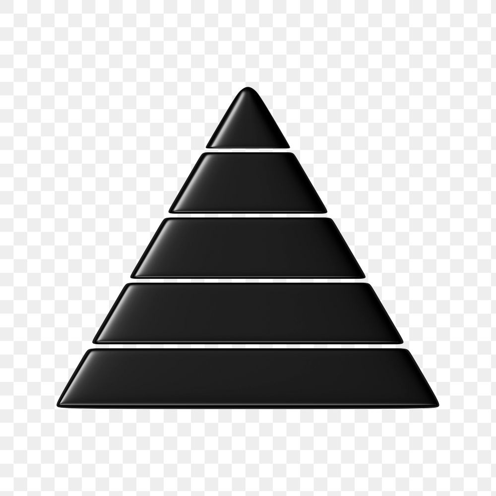 Black pyramid chart png 3D shape sticker, transparent background