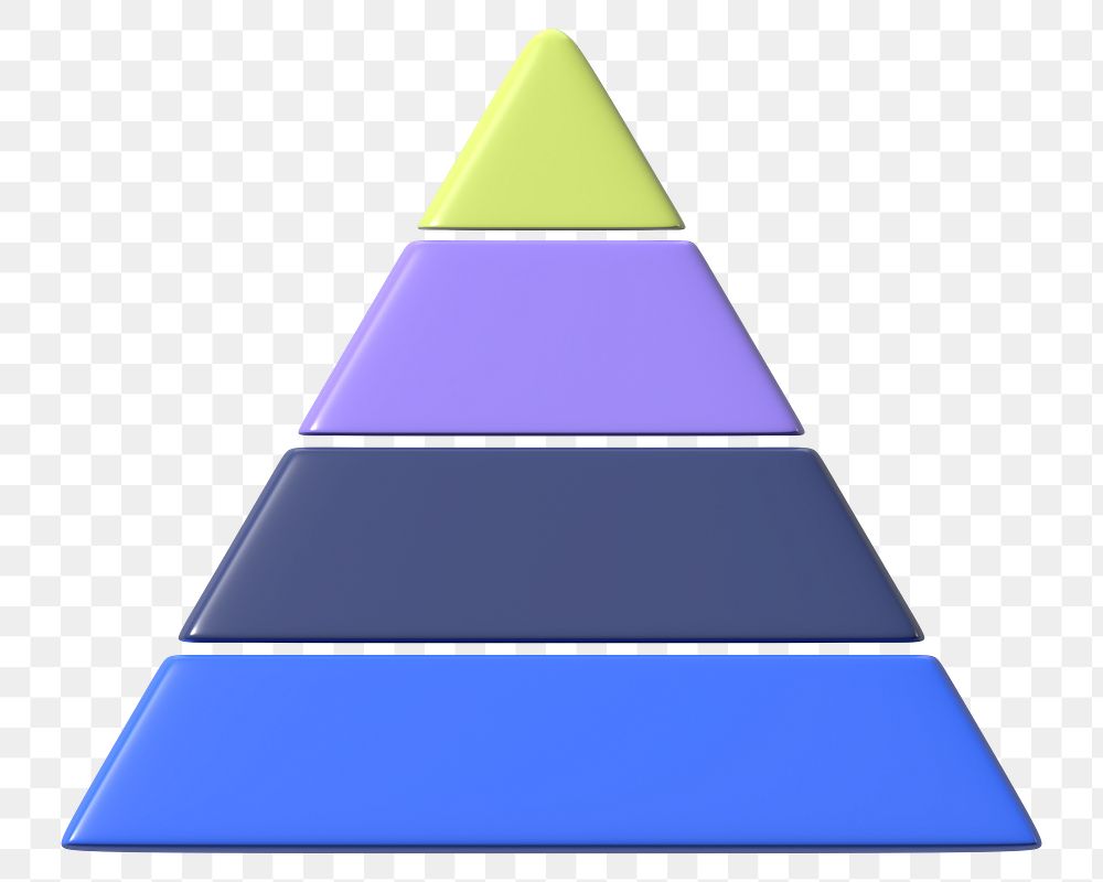 Colorful pyramid chart png 3D shape sticker, transparent background