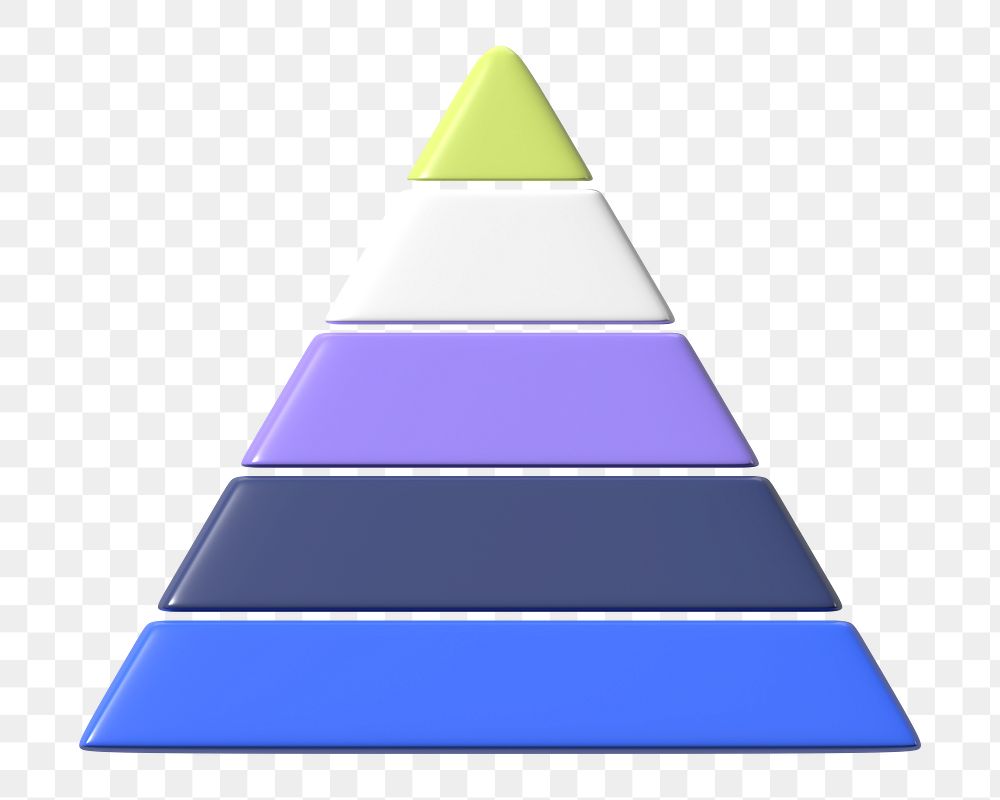 Colorful pyramid chart png 3D shape sticker, transparent background