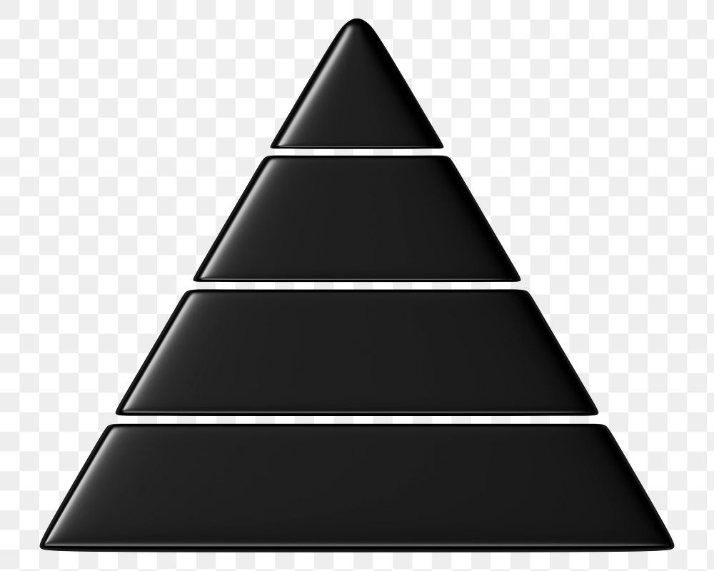 Black pyramid chart png 3D shape sticker, transparent background