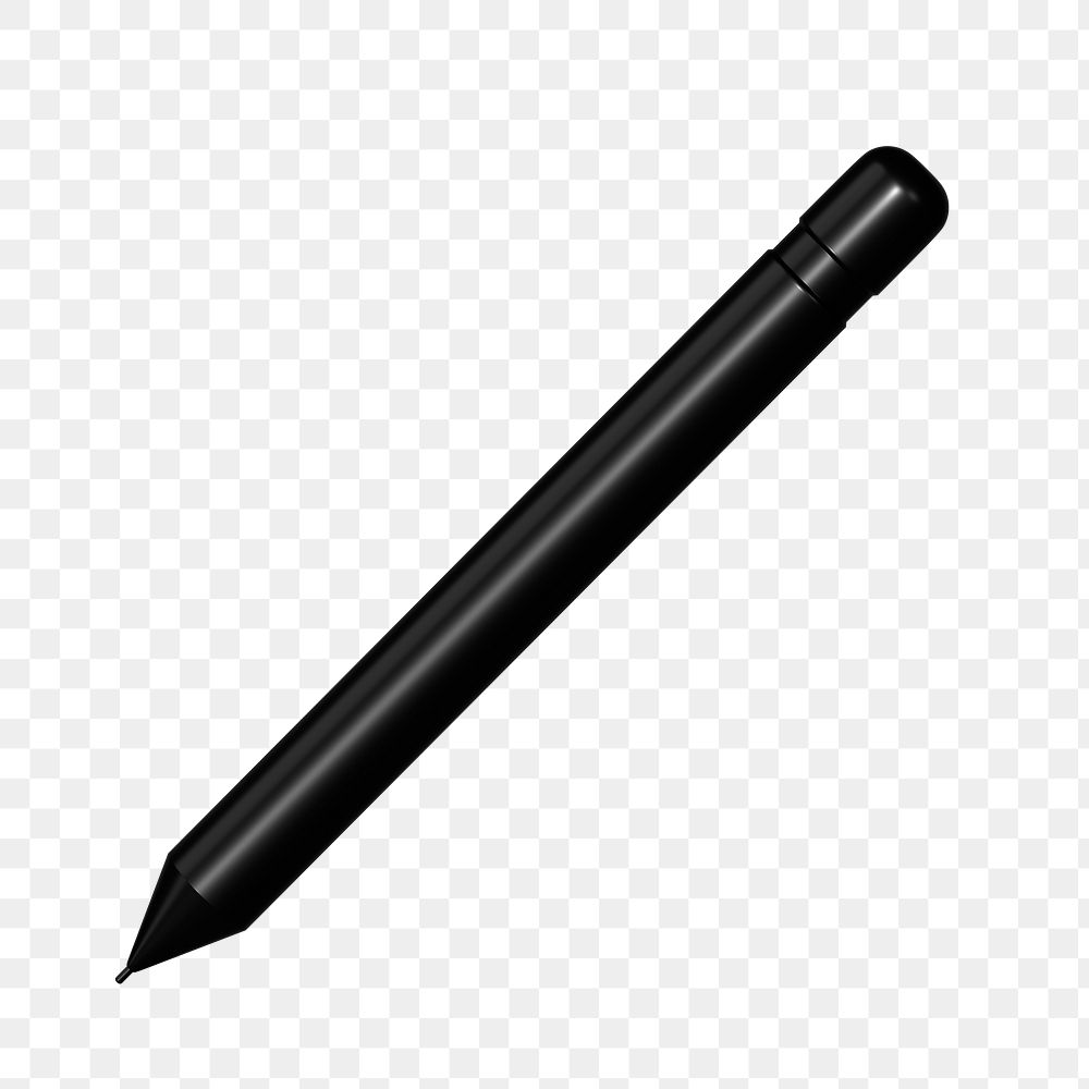 Black 3D pen png sticker, transparent background