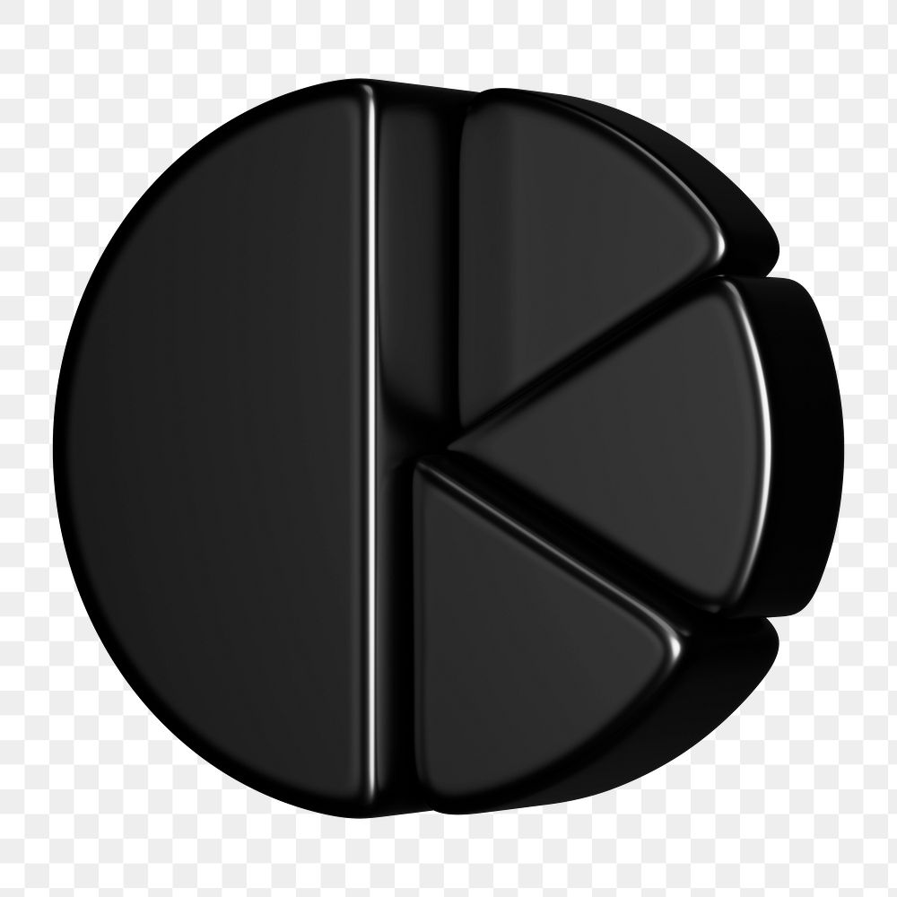 Black pie chart png sticker, business graph, transparent background