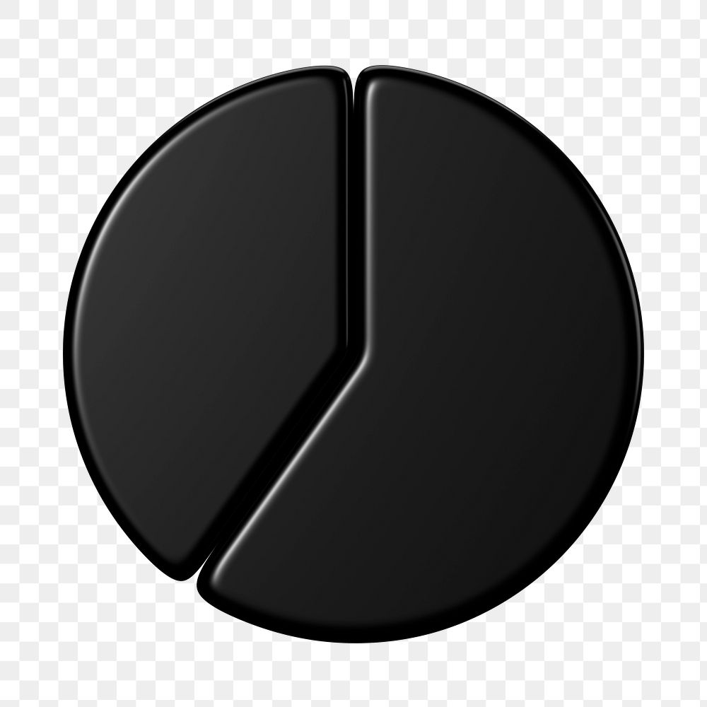 Black pie chart png sticker, business graph, transparent background