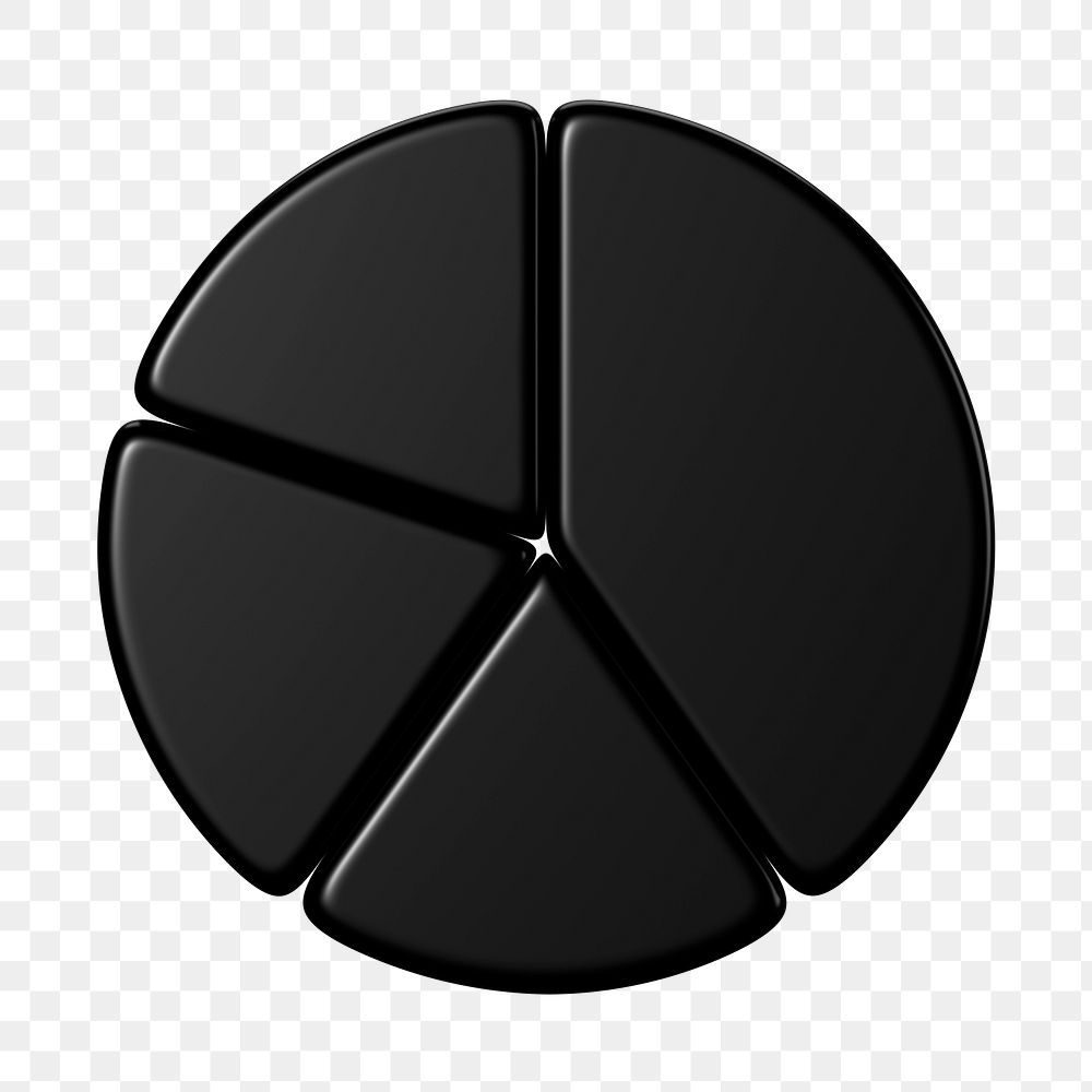 Black pie chart png sticker, business graph, transparent background