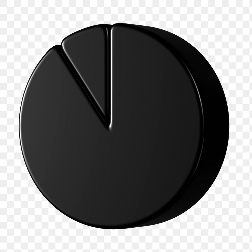 Black pie chart png sticker, business graph, transparent background