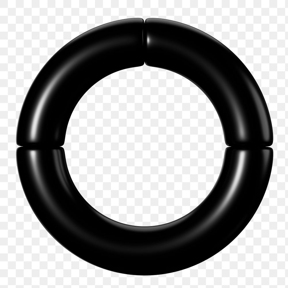 Black circle graph png 3D shape sticker, transparent background