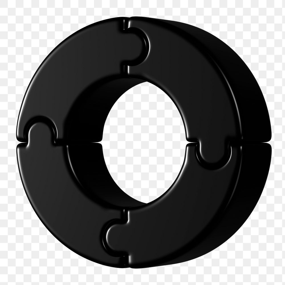 Black circle graph png 3D shape sticker, transparent background