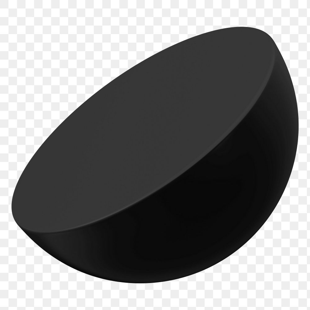 PNG 3D black hemisphere shape sticker, transparent background