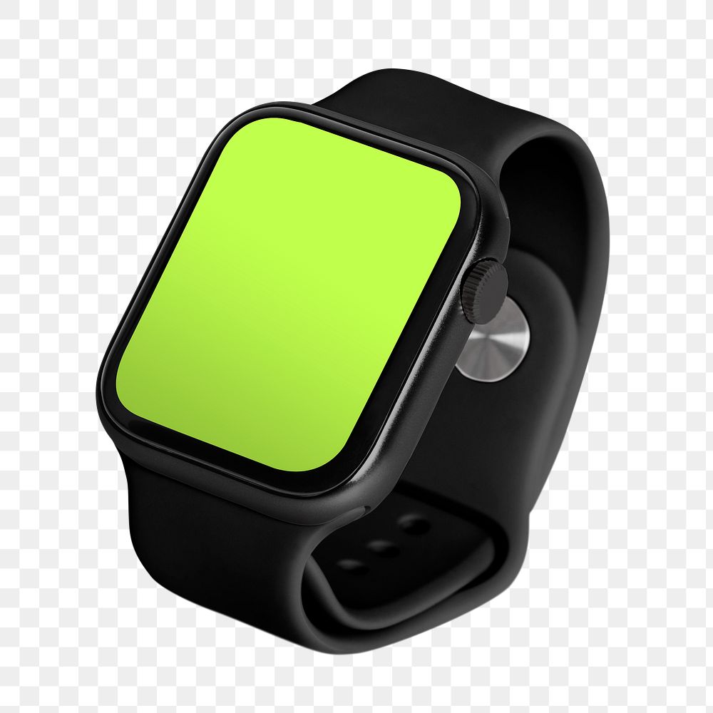 Smartwatch png, realistic green screen sticker, transparent background