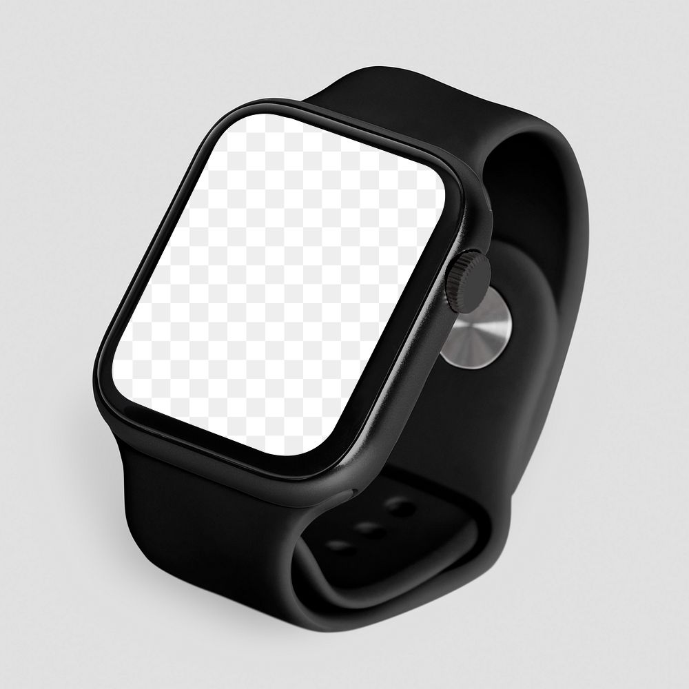 PNG smartwatch screen mockup, transparent design, realistic digital device