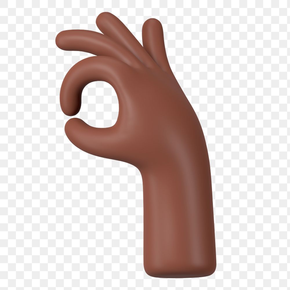 Black OK png hand, 3D gesture illustration, transparent background