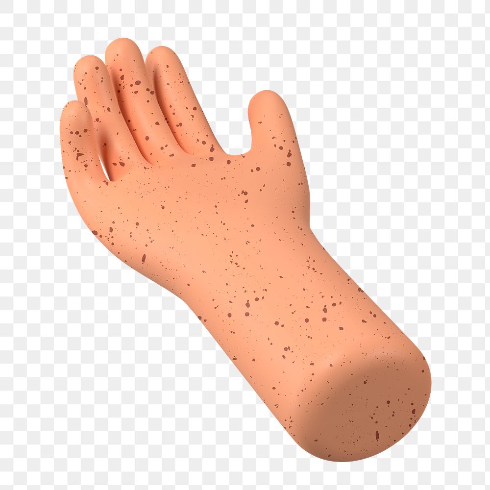 Helping hand gesture png, freckled skin, 3D illustration, transparent background