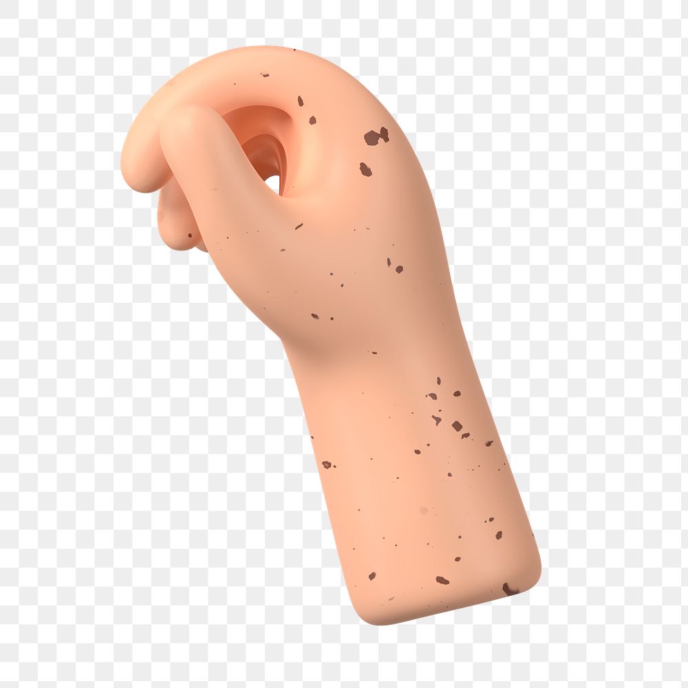 Freckled hand gesture png, 3D body part illustration, transparent background